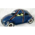 25 Oz. Antique Model Volkswagen Beetle /Blue/Brown (12.5"x4.75"x5.25")